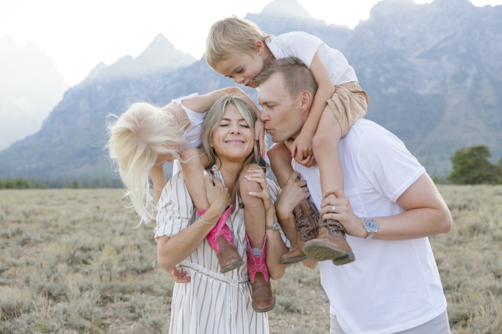 Gesche Haas with her husband and two children in Jackson Hole